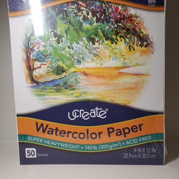 New UCreate Watercolor Paper White, 140 lb. 9" x 12" 50 Sheets art supplies scho - Picture 6 of 8